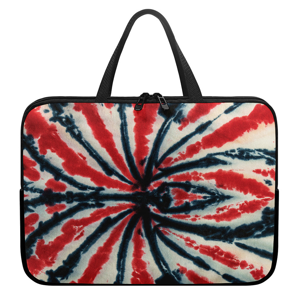 Black And Red Spider Tie Dye Print Laptop Sleeve With Handle