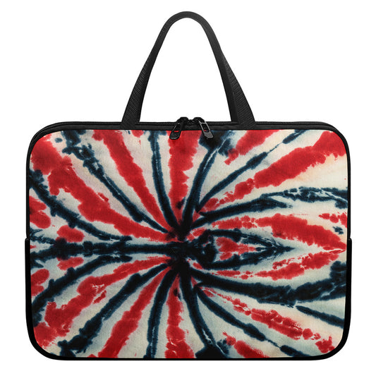 Black And Red Spider Tie Dye Print Laptop Sleeve With Handle