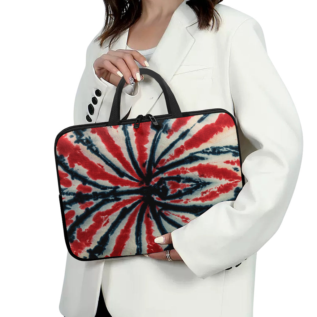 Black And Red Spider Tie Dye Print Laptop Sleeve With Handle
