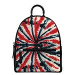 Black And Red Spider Tie Dye Print Leather Backpack