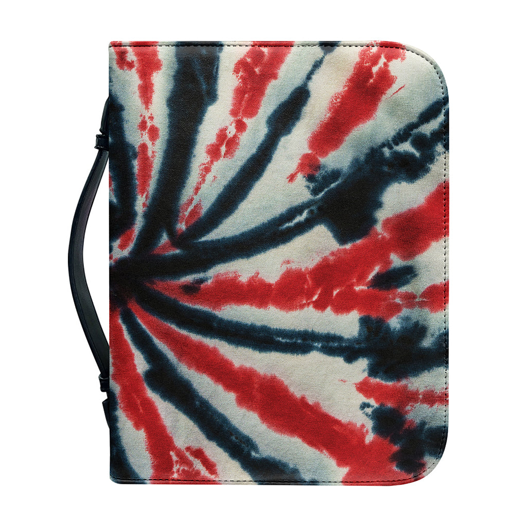 Black And Red Spider Tie Dye Print Leather Bible Cover