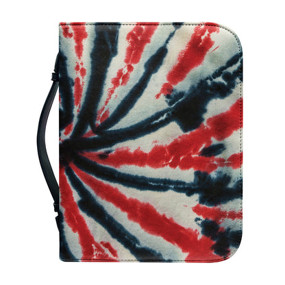 Black And Red Spider Tie Dye Print Leather Bible Cover