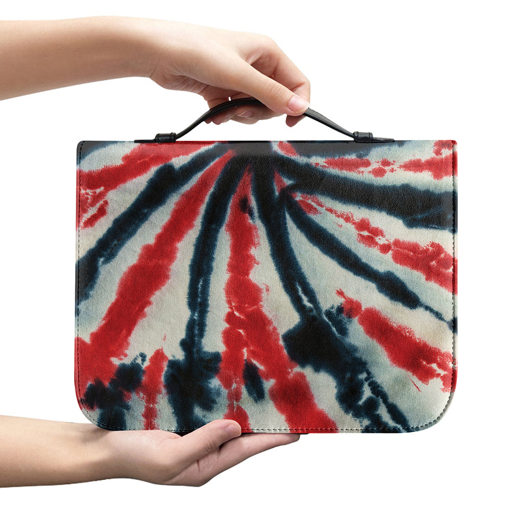 Black And Red Spider Tie Dye Print Leather Bible Cover