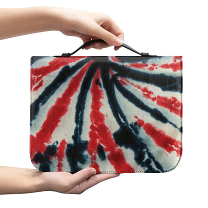 Black And Red Spider Tie Dye Print Leather Bible Cover