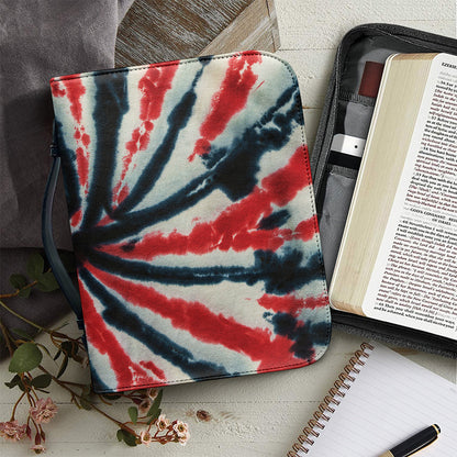 Black And Red Spider Tie Dye Print Leather Bible Cover