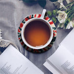 Black And Red Spider Tie Dye Print Leather Coaster Set