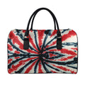 Black And Red Spider Tie Dye Print Leather Duffel Bag