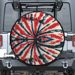 Black And Red Spider Tie Dye Print Leather Spare Tire Cover
