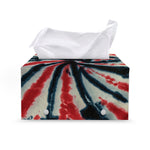 Black And Red Spider Tie Dye Print Leather Tissue Box Cover