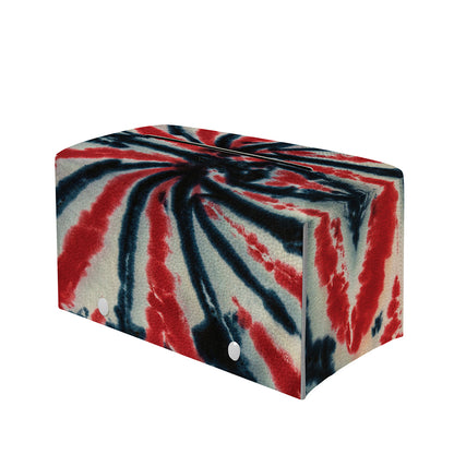 Black And Red Spider Tie Dye Print Leather Tissue Box Cover