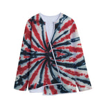 Black And Red Spider Tie Dye Print Long Sleeve Short Coat