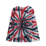 Black And Red Spider Tie Dye Print Long Sleeve Short Coat