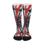 Black And Red Spider Tie Dye Print Long Socks