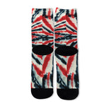 Black And Red Spider Tie Dye Print Long Socks