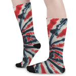 Black And Red Spider Tie Dye Print Long Socks
