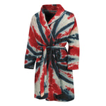 Black And Red Spider Tie Dye Print Men's Bathrobe