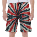 Black And Red Spider Tie Dye Print Men's Beach Shorts