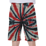 Black And Red Spider Tie Dye Print Men's Beach Shorts