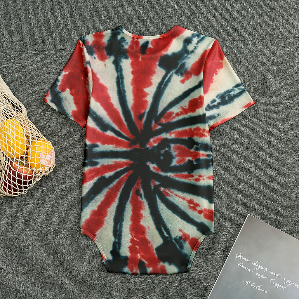 Black And Red Spider Tie Dye Print Men's Bodysuit