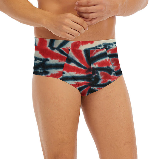 Black And Red Spider Tie Dye Print Men's Briefs