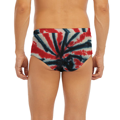 Black And Red Spider Tie Dye Print Men's Briefs