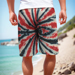 Black And Red Spider Tie Dye Print Men's Cargo Shorts