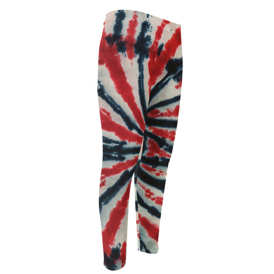 Black And Red Spider Tie Dye Print Men's Compression Pants