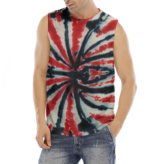 Black And Red Spider Tie Dye Print Men's Fitness Tank Top