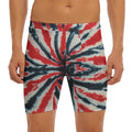 Black And Red Spider Tie Dye Print Men's Long Boxer Briefs