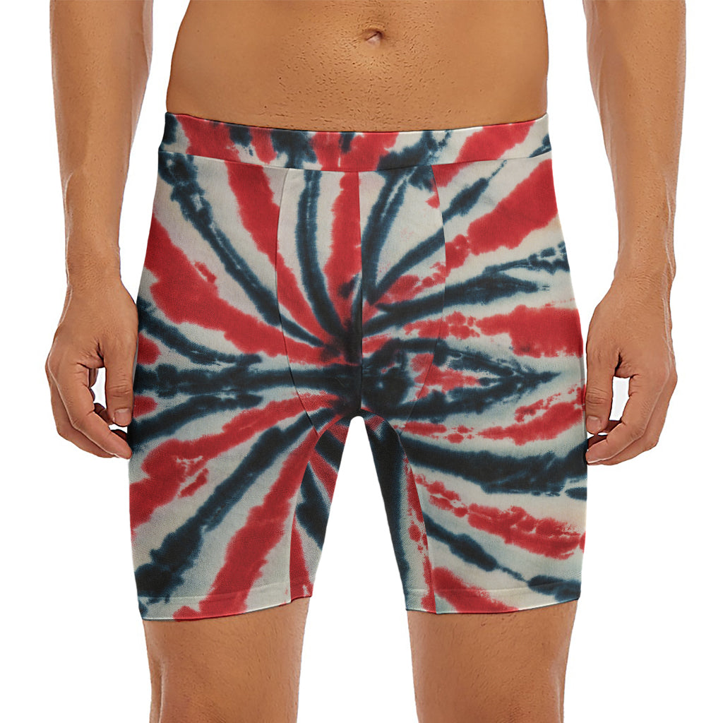 Black And Red Spider Tie Dye Print Men's Long Boxer Briefs