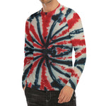 Black And Red Spider Tie Dye Print Men's Long Sleeve Rash Guard