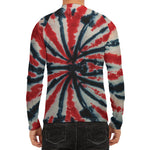 Black And Red Spider Tie Dye Print Men's Long Sleeve Rash Guard