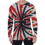 Black And Red Spider Tie Dye Print Men's Long Sleeve T-Shirt