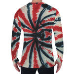 Black And Red Spider Tie Dye Print Men's Long Sleeve T-Shirt