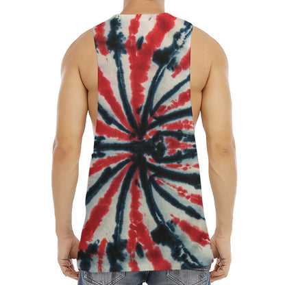 Black And Red Spider Tie Dye Print Men's Muscle Tank Top