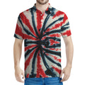 Black And Red Spider Tie Dye Print Men's Polo Shirt