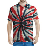 Black And Red Spider Tie Dye Print Men's Polo Shirt