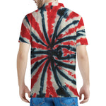 Black And Red Spider Tie Dye Print Men's Polo Shirt