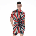 Black And Red Spider Tie Dye Print Men's Romper