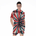 Black And Red Spider Tie Dye Print Men's Rompers