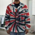 Black And Red Spider Tie Dye Print Men's Shirt Jacket