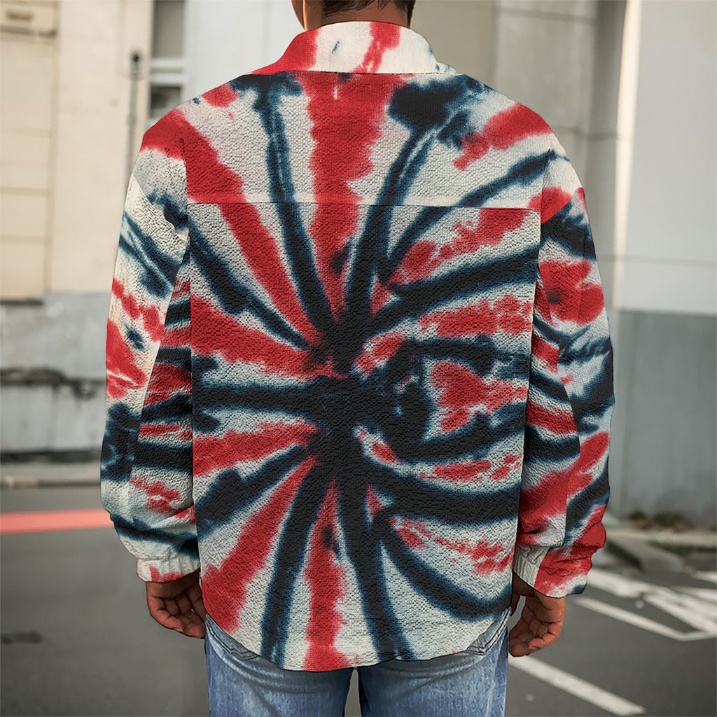 Black And Red Spider Tie Dye Print Men's Shirt Jacket