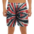 Black And Red Spider Tie Dye Print Men's Split Running Shorts