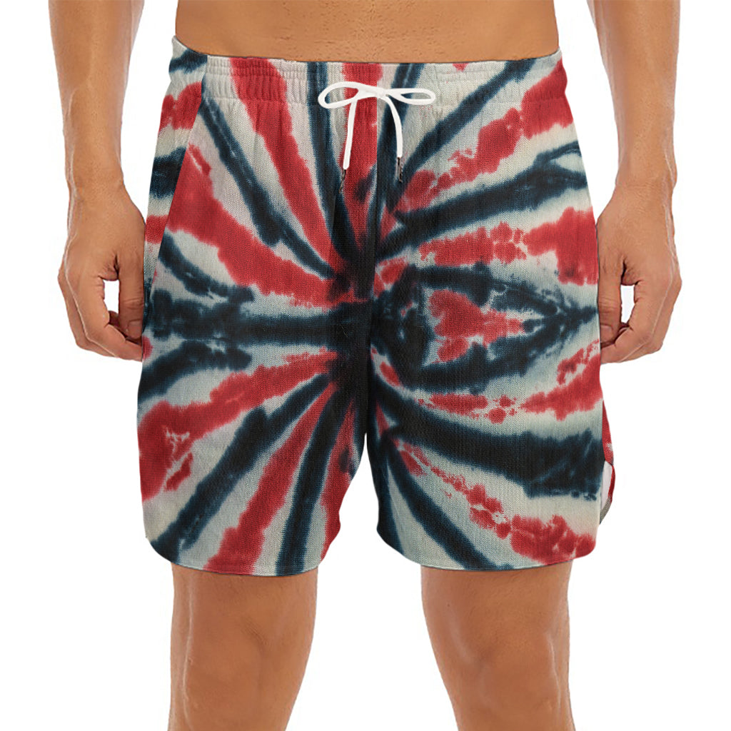 Black And Red Spider Tie Dye Print Men's Split Running Shorts