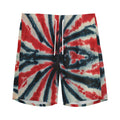Black And Red Spider Tie Dye Print Men's Athletic Shorts