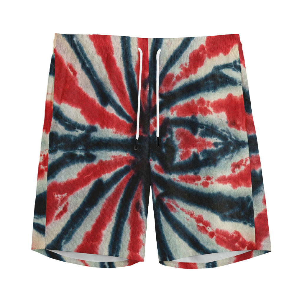 Black And Red Spider Tie Dye Print Men's Sports Shorts