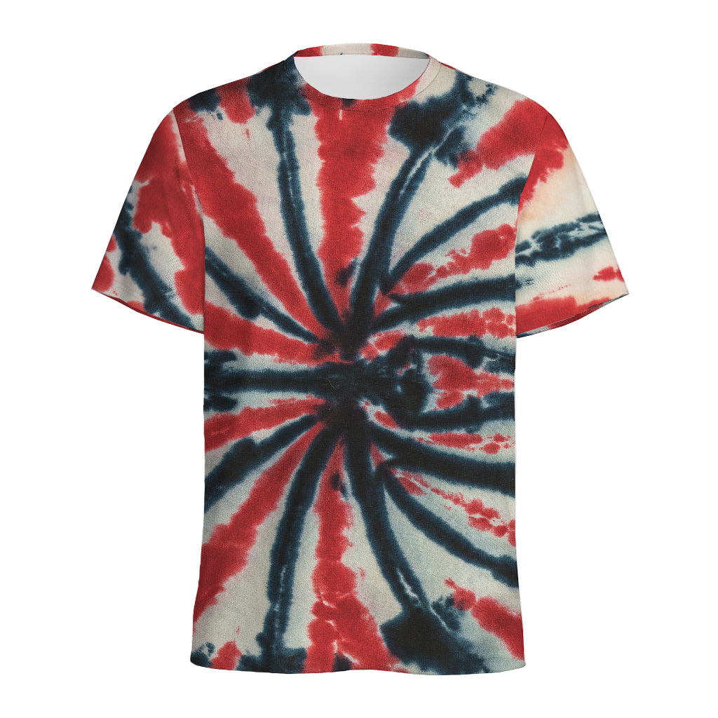 Black And Red Spider Tie Dye Print Men's Sports T-Shirt