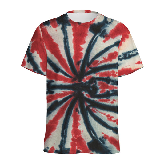 Black And Red Spider Tie Dye Print Men's Sports T-Shirt