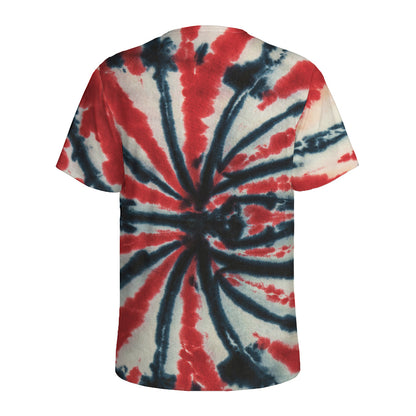Black And Red Spider Tie Dye Print Men's Sports T-Shirt