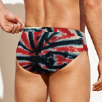 Black And Red Spider Tie Dye Print Men's Swim Briefs